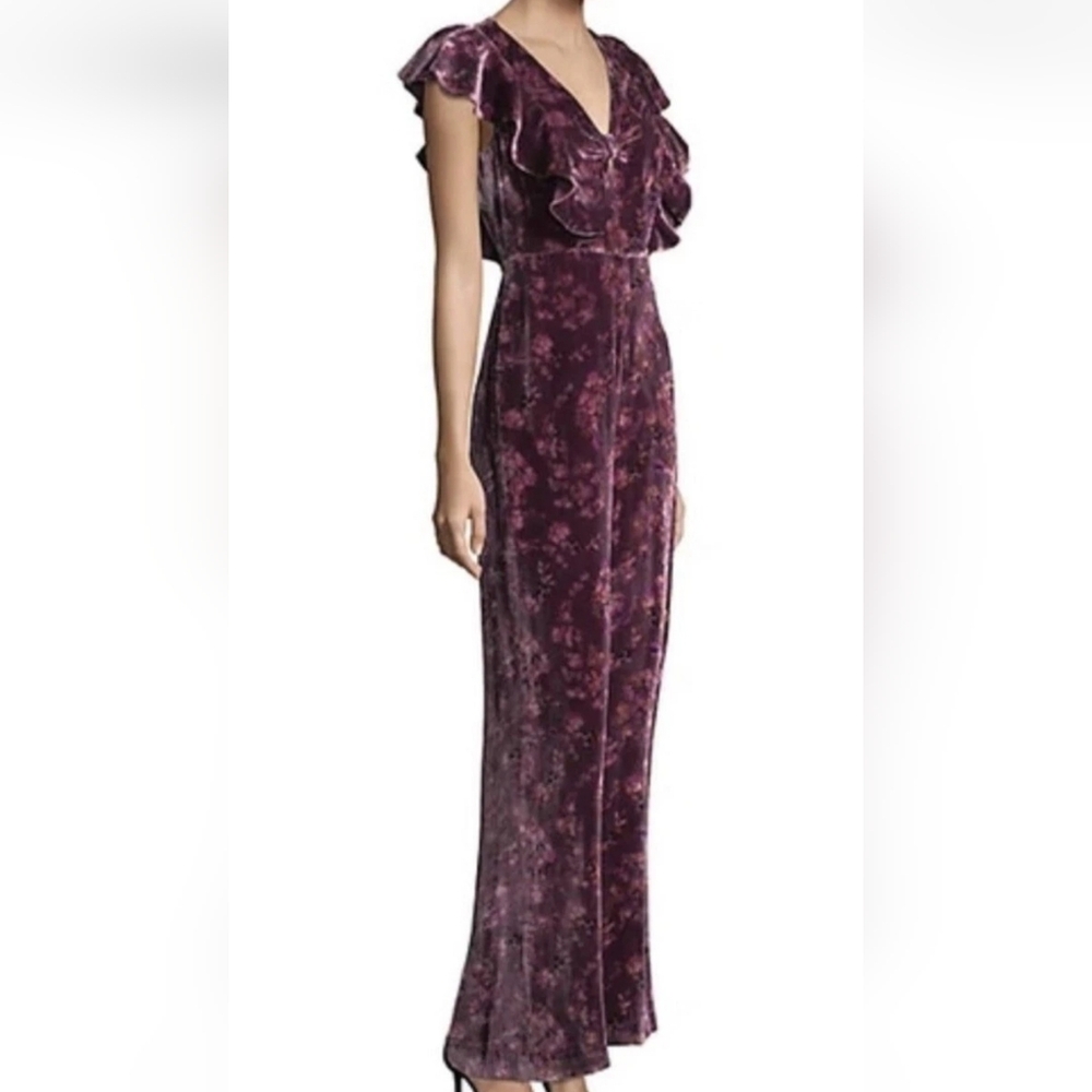 NWOT REBECCA TAYLOR FLORAL VELVET JUMPSUIT - Picture 4 of 10